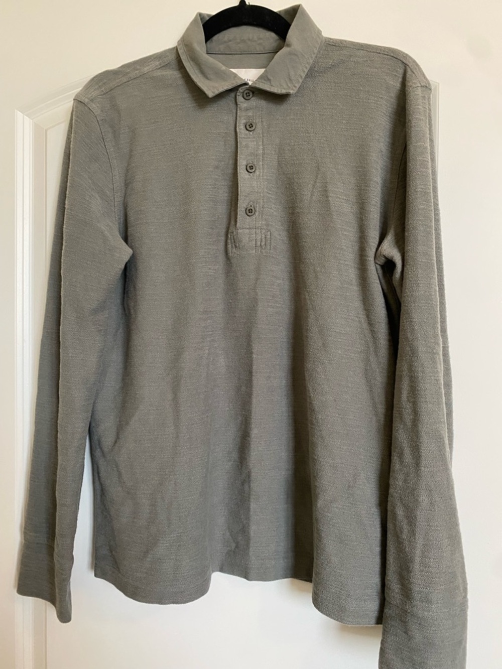 Billy Reid Long-Sleeve Polo in Light Gray